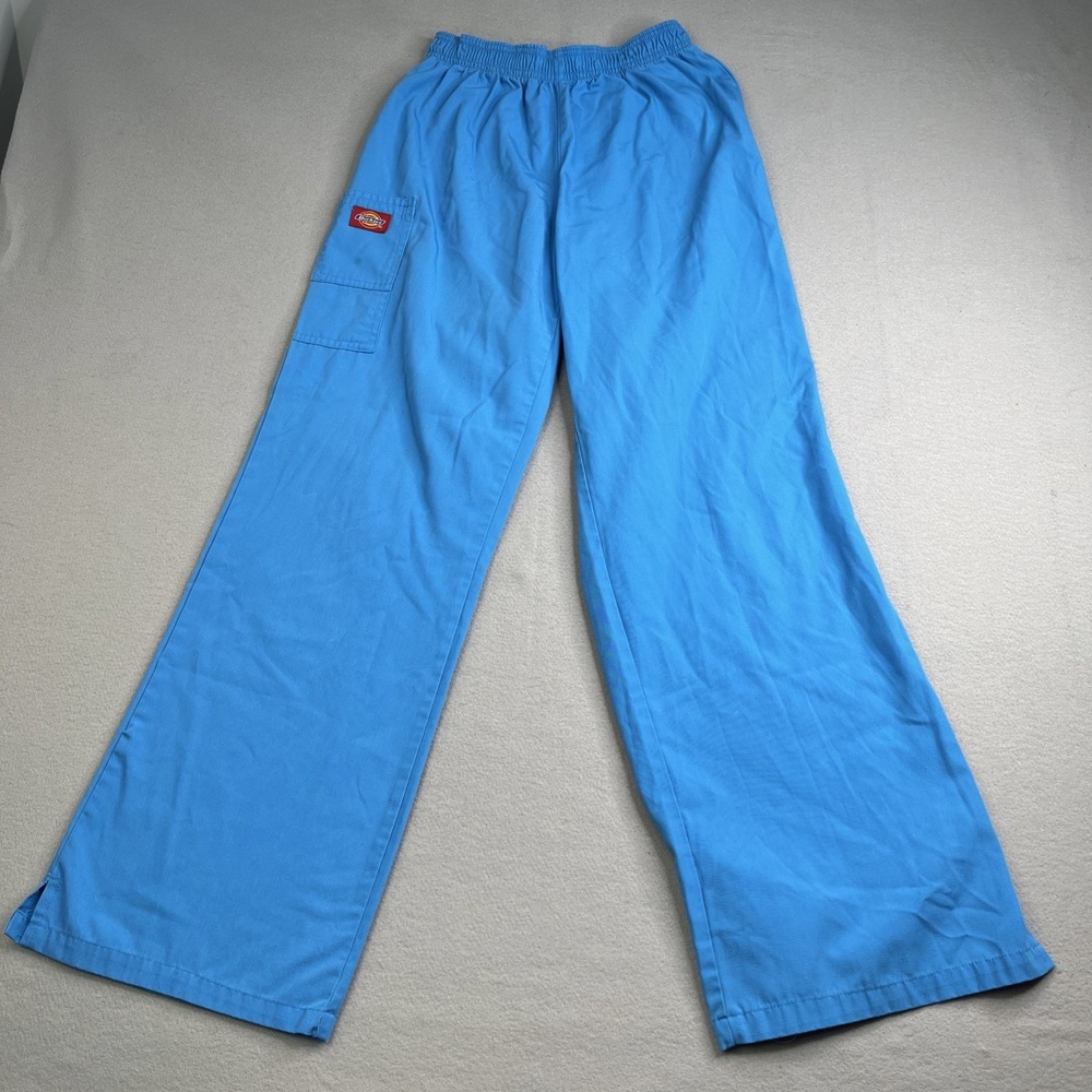 Dickies Cargo Scrubs Womens Small Blue Straight Leg Pull On Medical Pants